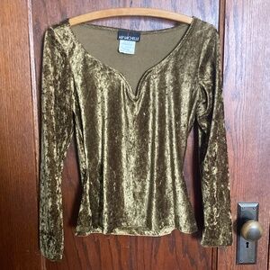 My Michelle Vintage Velour V-Neck Long Sleeve Top - Women's Size M
